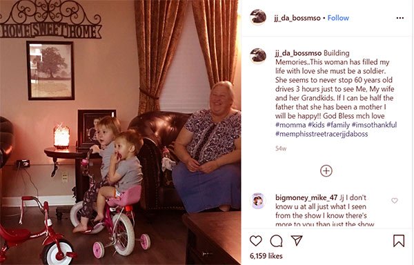 Image of Caption: JJ Da Boss posted a photo of his mom and two kids on Instagram