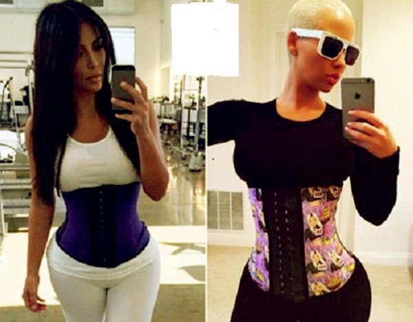 Image of Caption: Kim Kardashian and Amber Rose in Premadonna's waist trainers