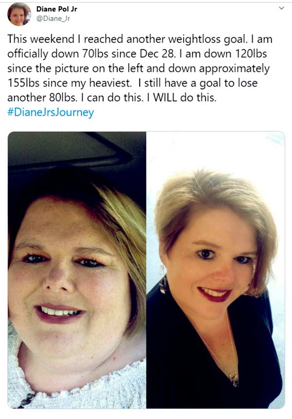 Image of Caption: Diane Pol Jr.'s weight loss journey