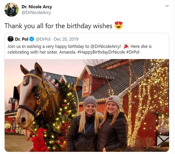 Image of Dr. Jan Pol wishing a birthday to Dr.Nicole Arcy